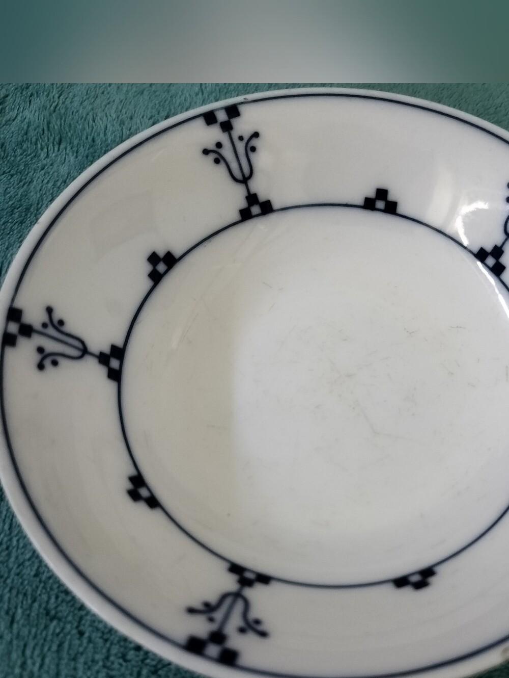 Vintage Thomas Bavaria Bayrisch Blau Fruit Bowl - Art Deco Geometric - Germany